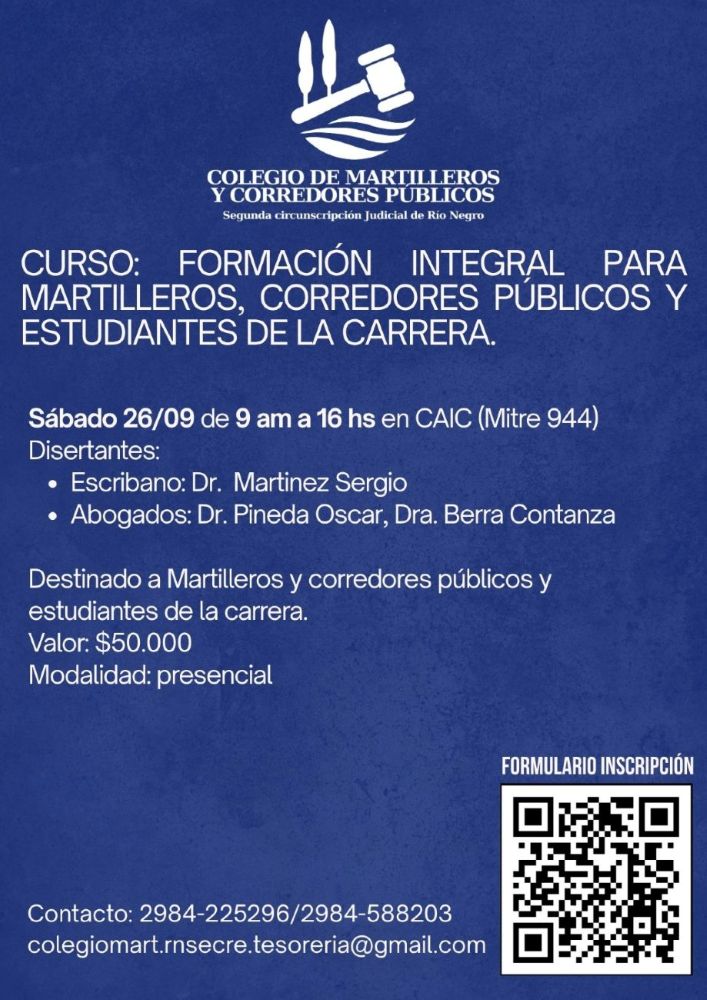 Imagen de Formación integral para martilleros públicos, corredores públicos y estudiantes de la carrera.