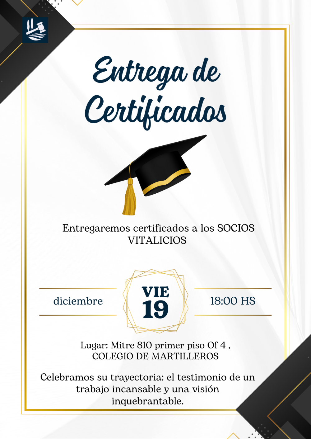 ENTREGA DE CERTIFICADOS A SOCIOS VITALICIOS